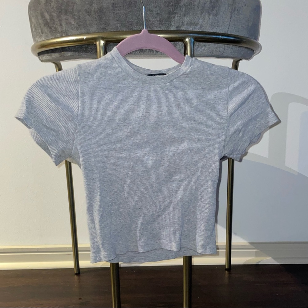 Grey rib Brandy Melville cropped short sleeve